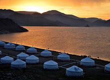 gher mongolia sunset